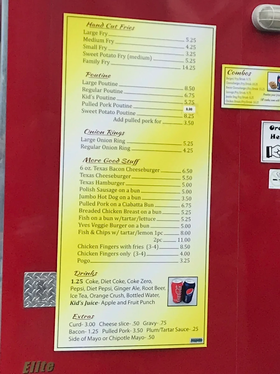 Menu, Marks County Chips