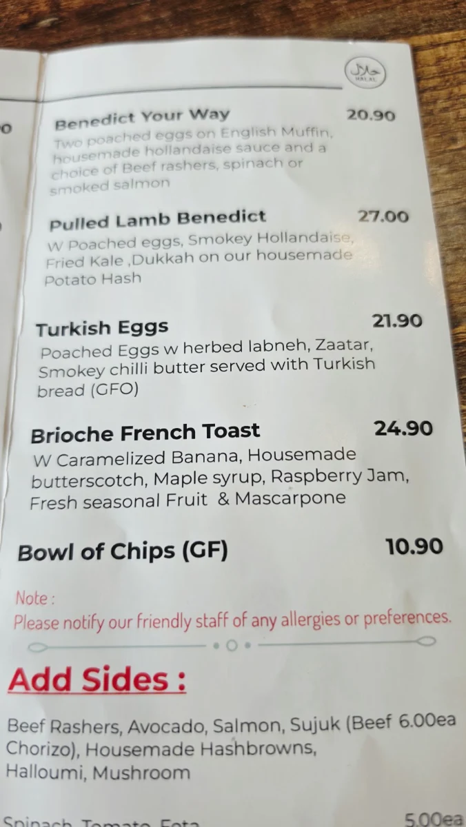 Menu, Black Seed Cafe