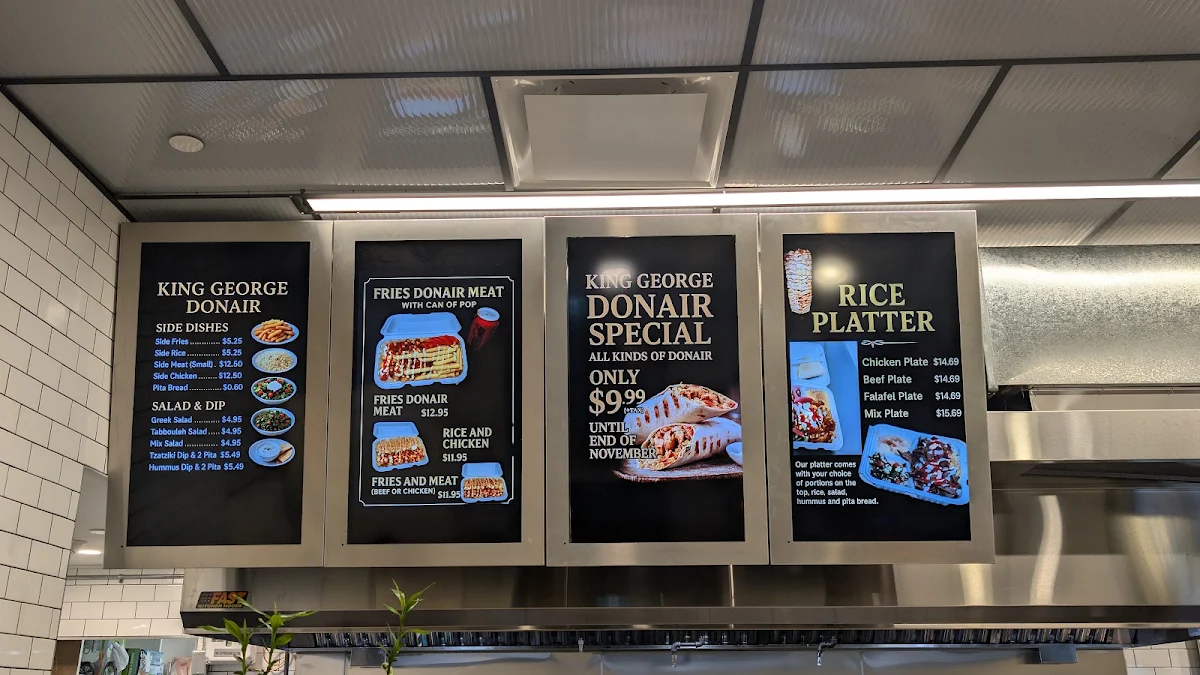 Menu, King George Donair New West
