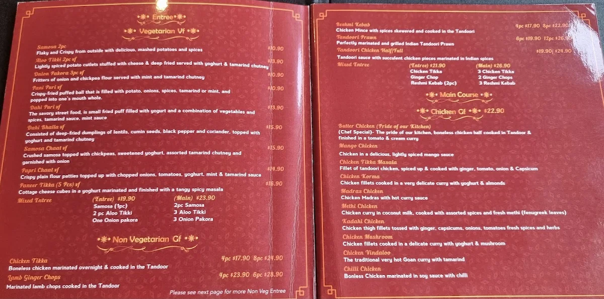 Menu, Royal Curry House Narellan