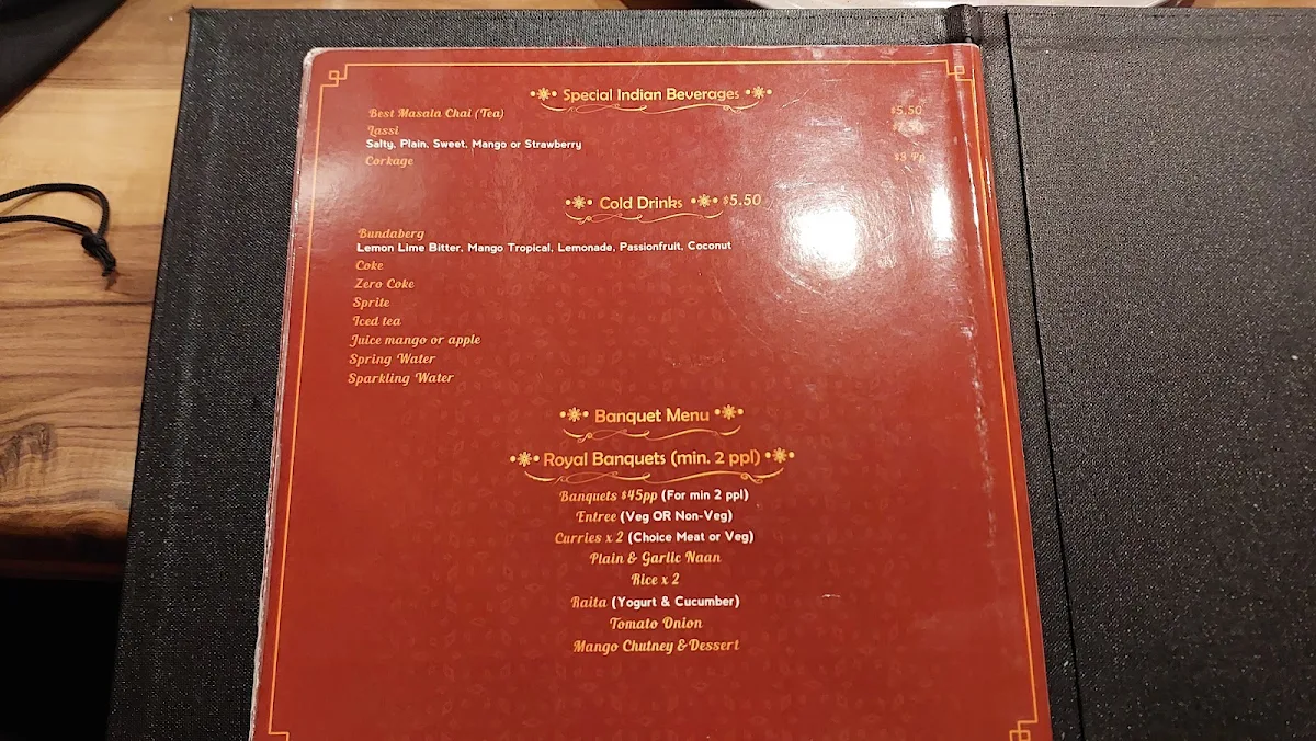 Menu, Royal Curry House Narellan