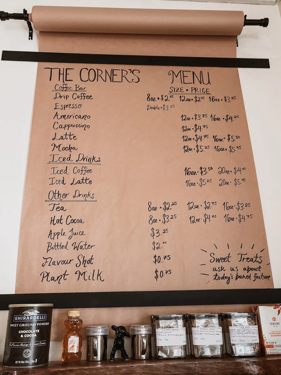 Menu, THE CORNER Studio Café
