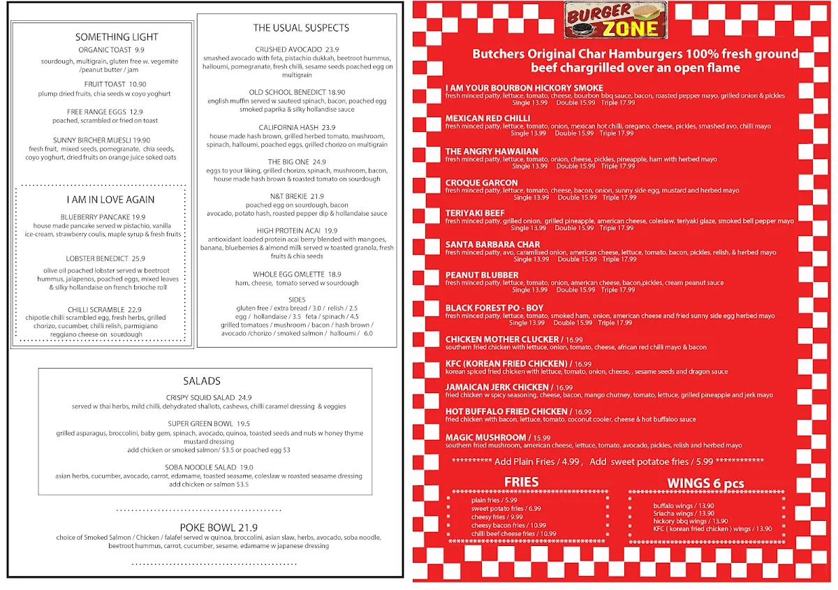 Menu, Now & Then Cafe kew