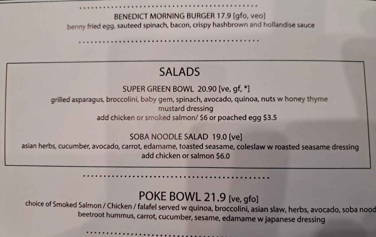 Menu, Now & Then Cafe kew
