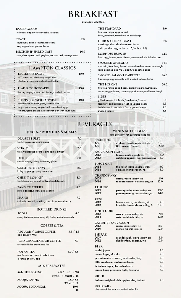Menu, Now & Then Cafe kew