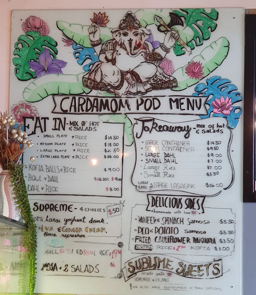 Menu, Cardamom Pod 25+ years