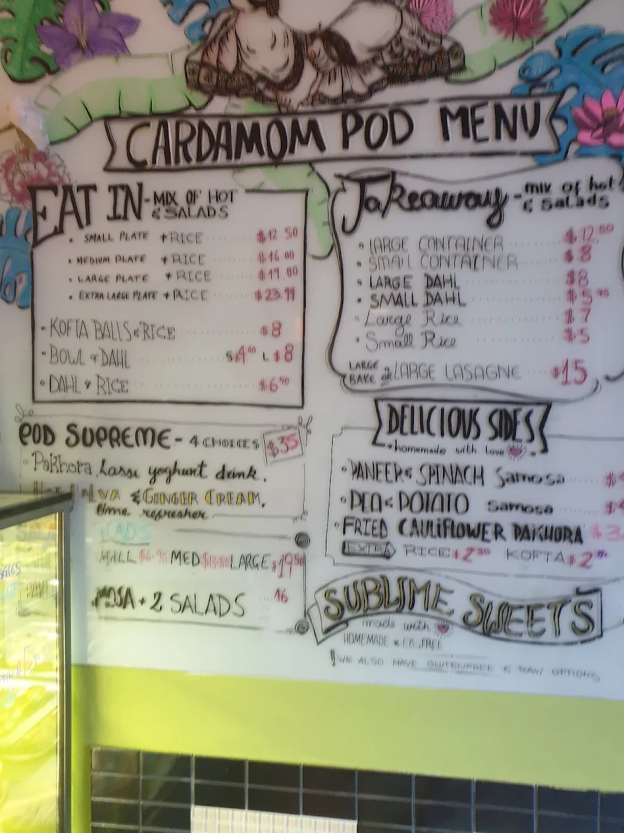 Menu, Cardamom Pod 25+ years