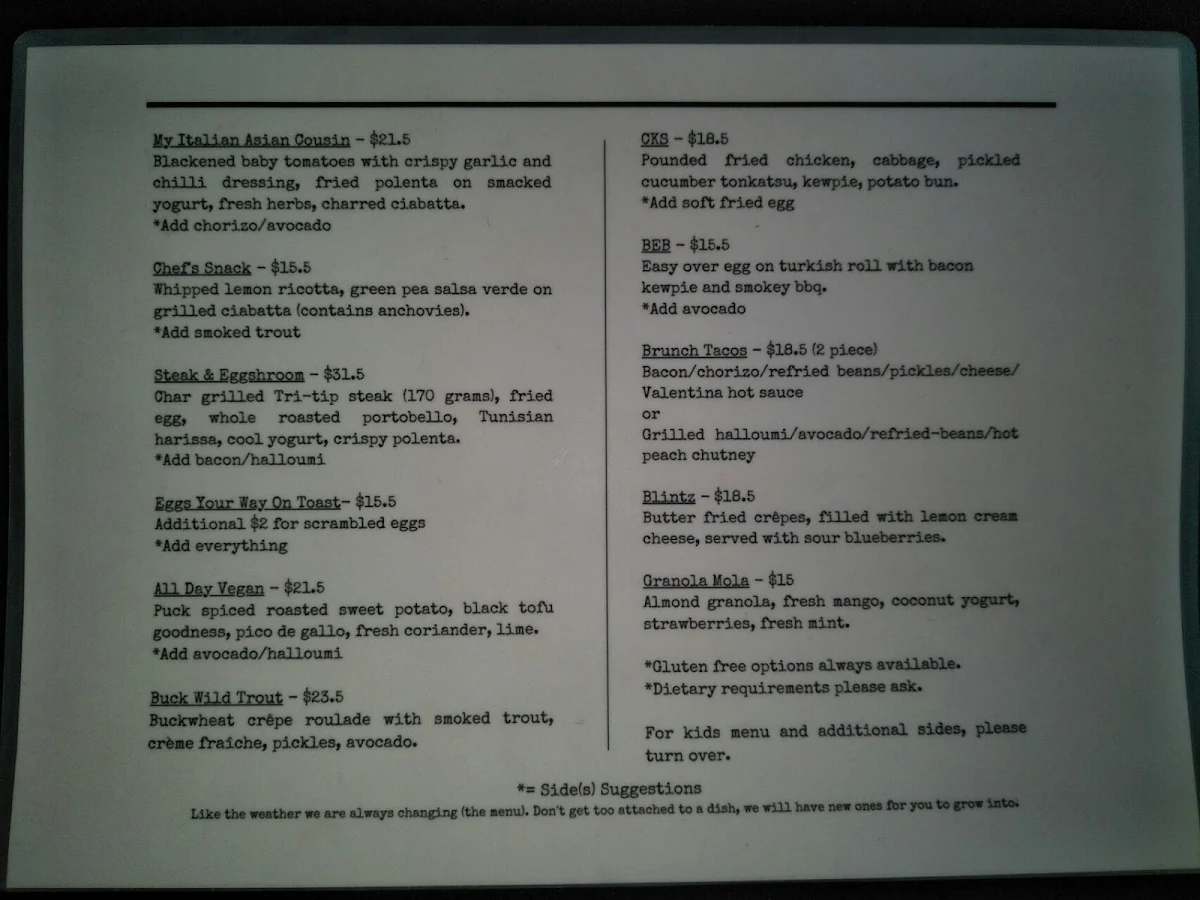 Menu, 3.8 Baysie