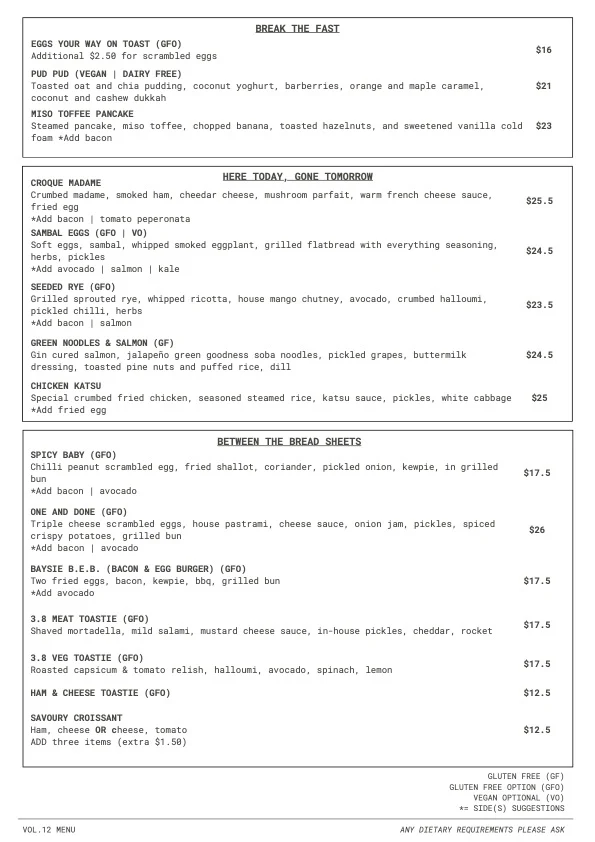 Menu, 3.8 Baysie