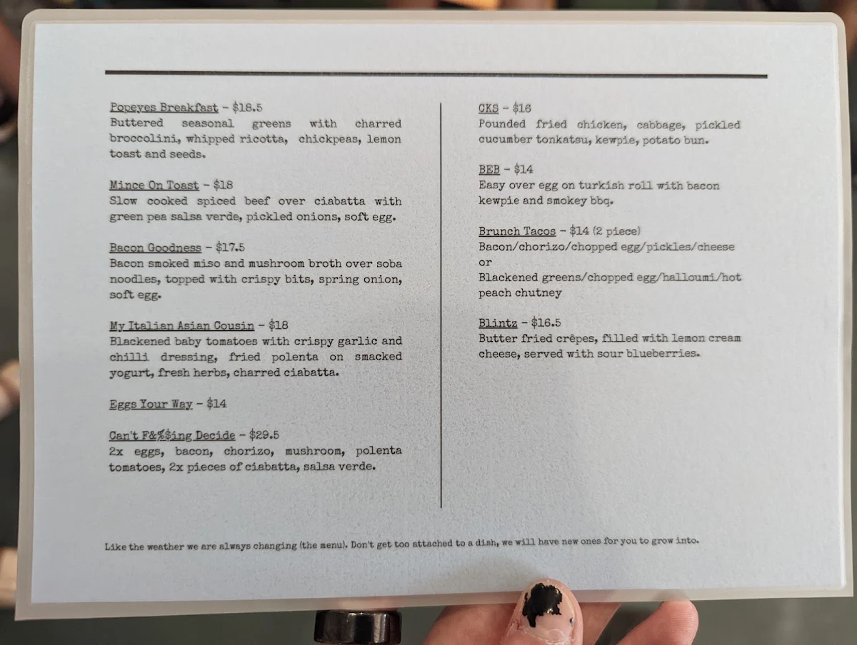 Menu, 3.8 Baysie