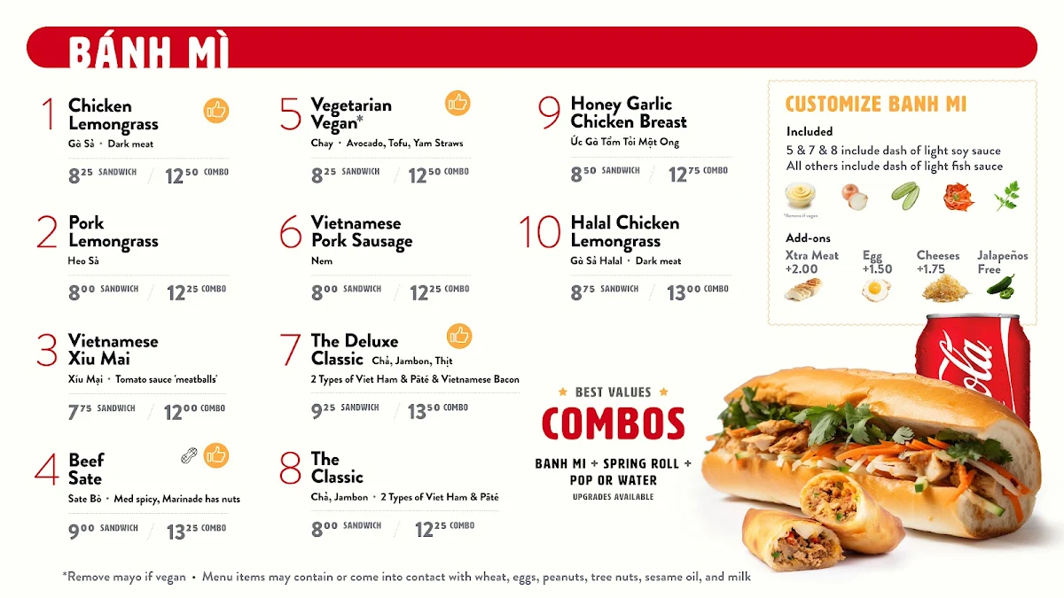 Menu, Obanhmi Coquitlam