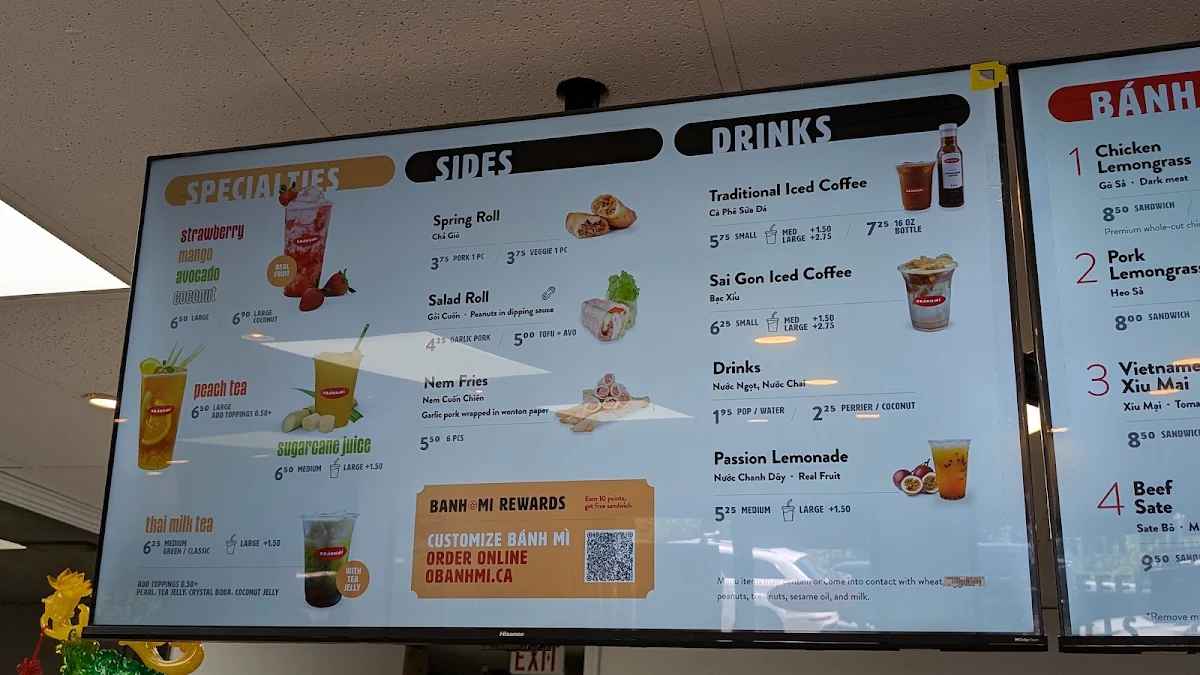 Menu, Obanhmi Coquitlam