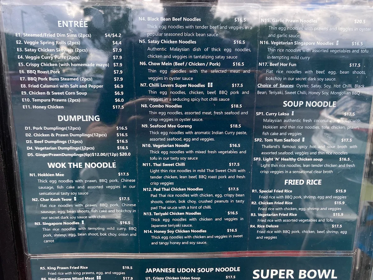 Menu, Rosanna Sushi Noodle Station (Now Super Bowl Ivanhoe)