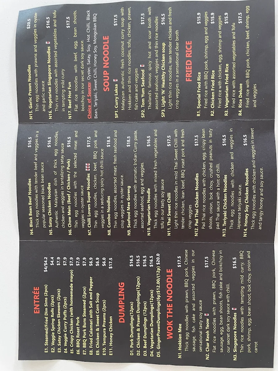 Menu, Rosanna Sushi Noodle Station (Now Super Bowl Ivanhoe)