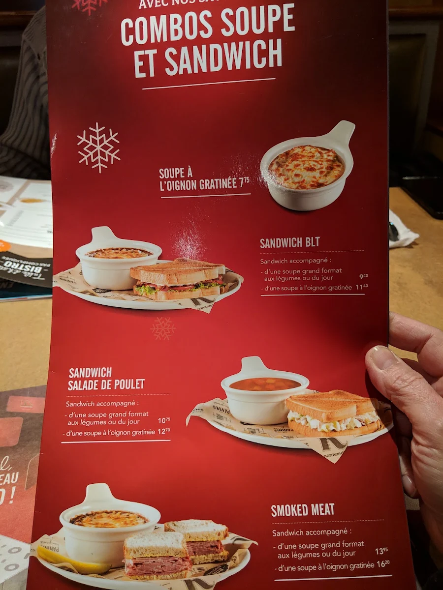 Menu, Restaurant Normandin Donnacona