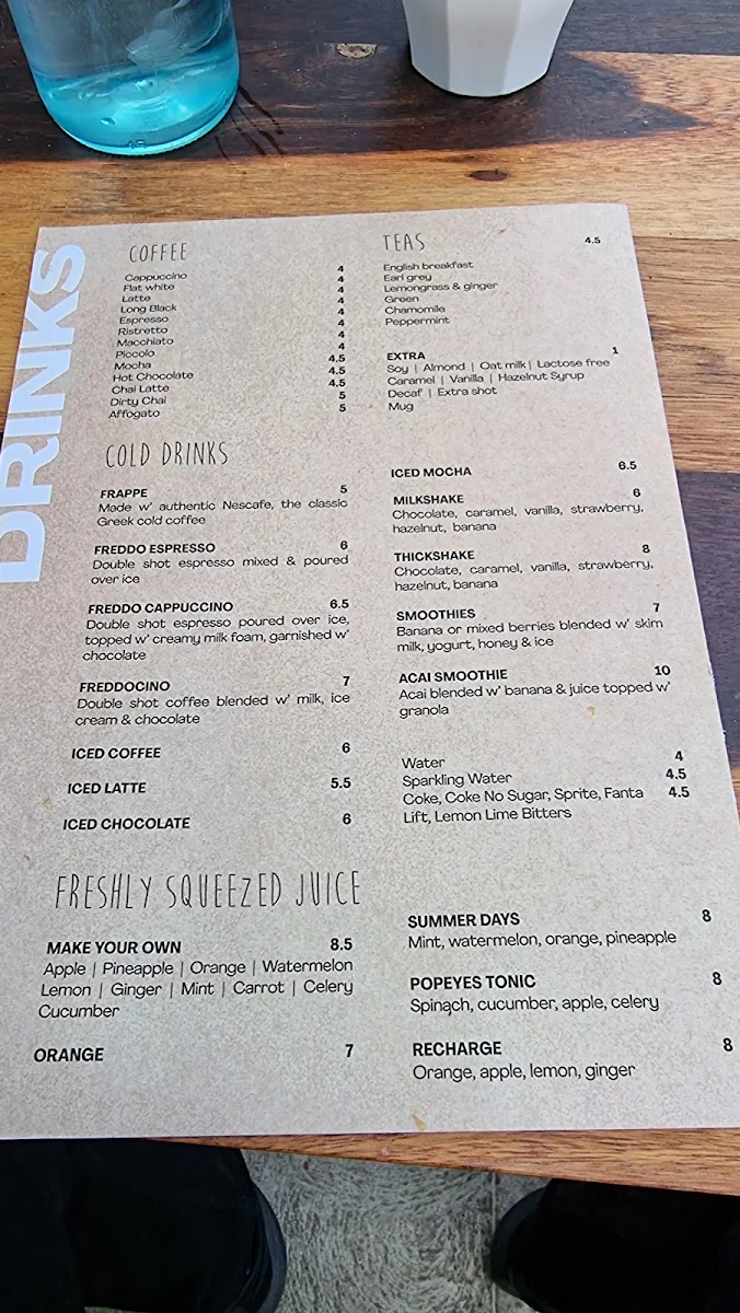 Menu, Meeting Morgan Café