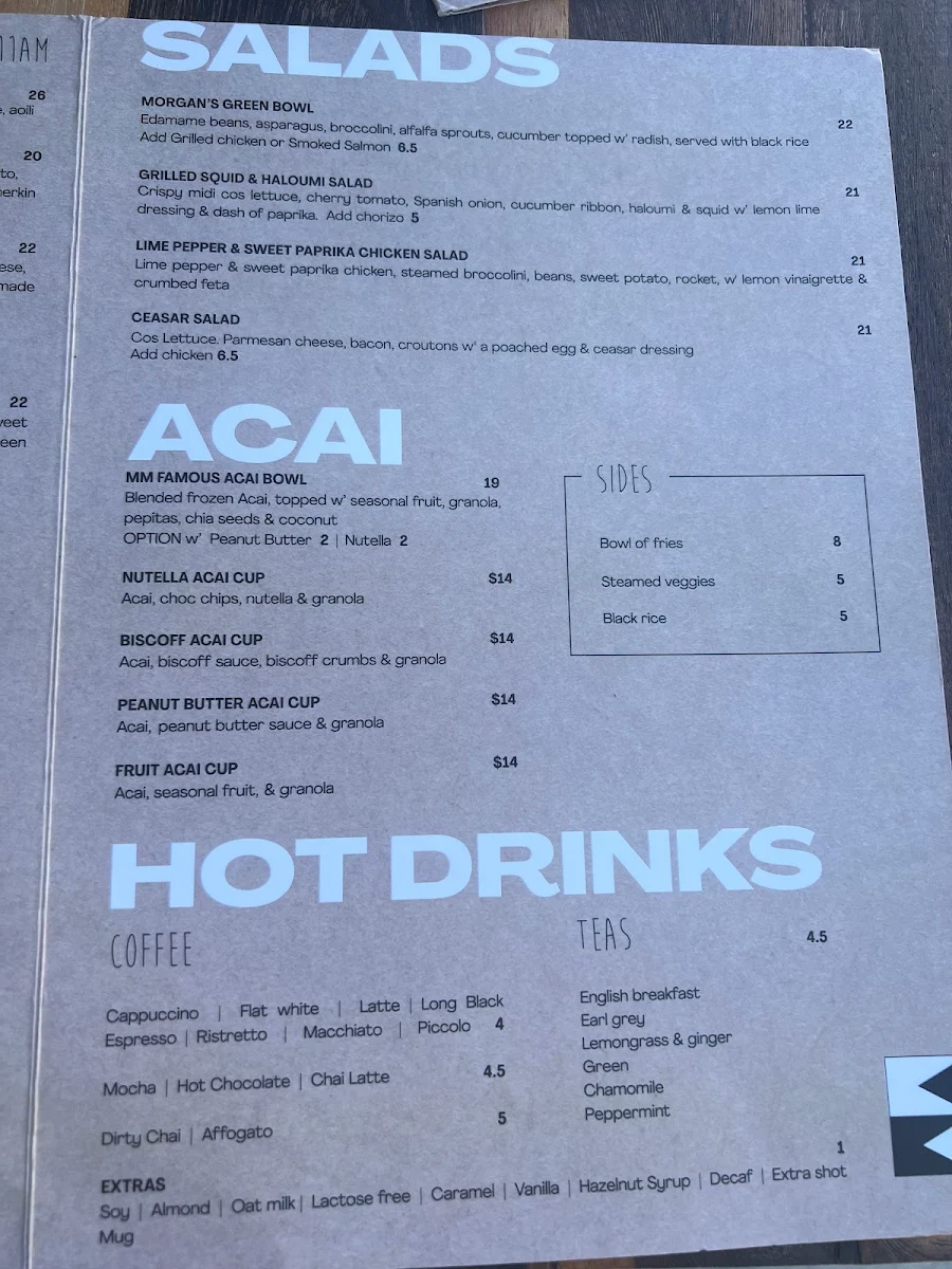 Menu, Meeting Morgan Café