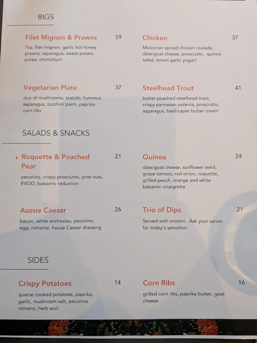 Menu, The Pink House Bistro