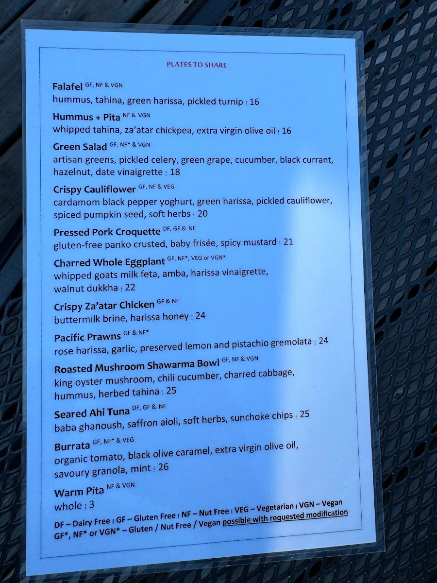 Menu, The Pink House Bistro