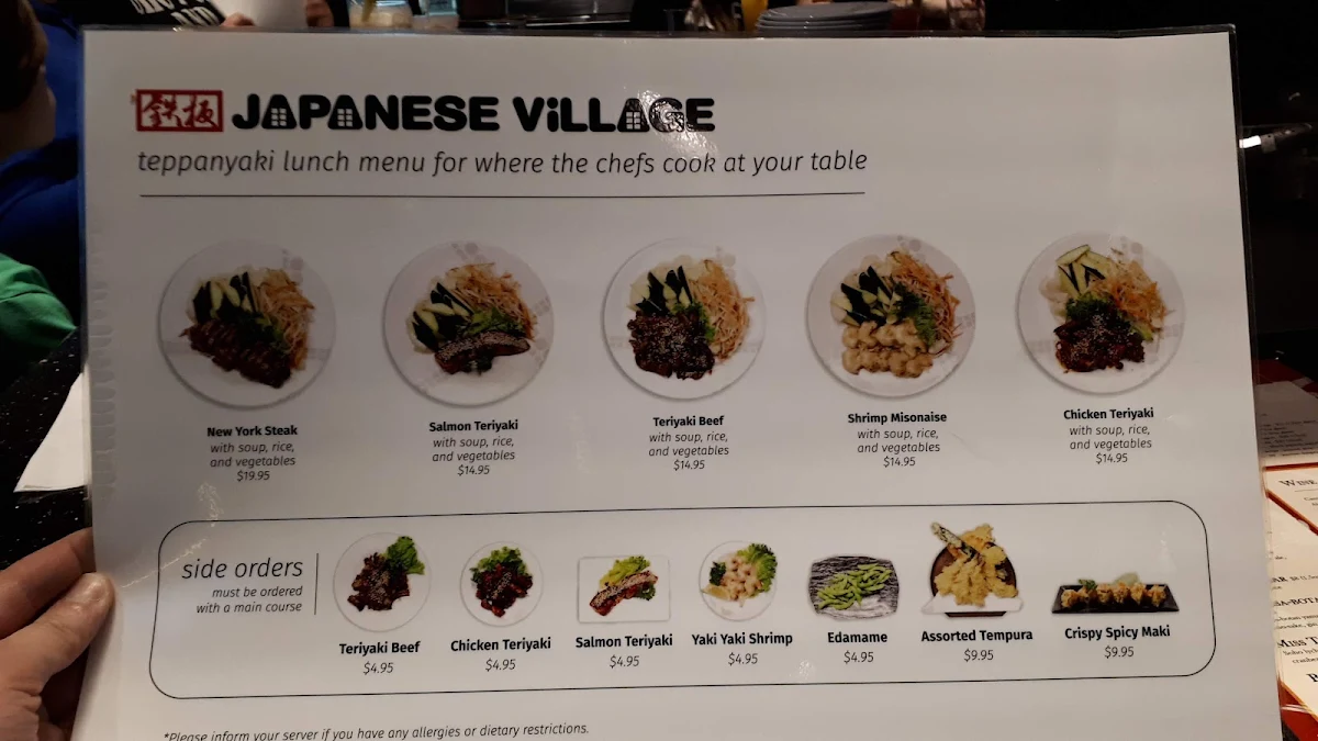 Menu, Japanese Village