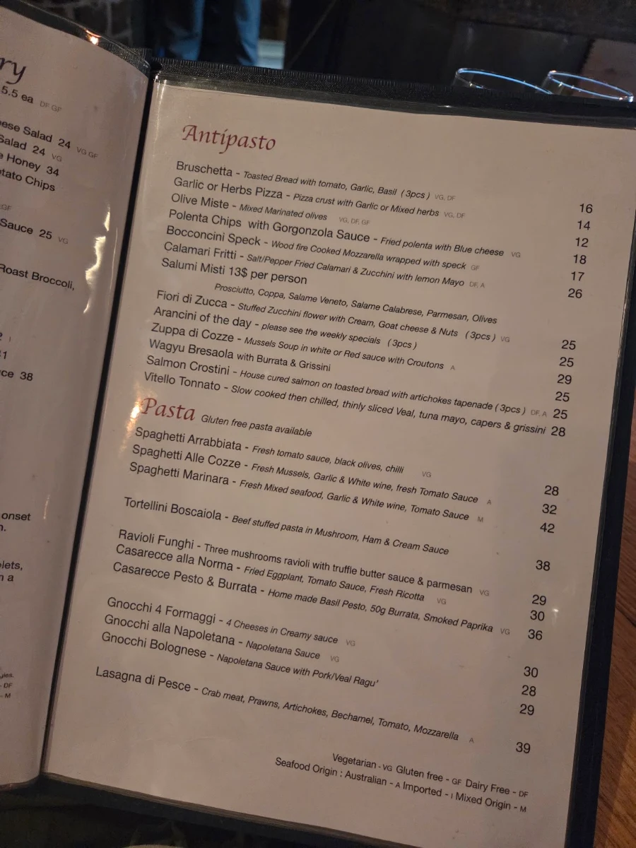 Menu, La Disfida Haberfield
