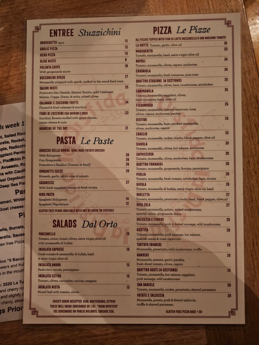 Menu, La Disfida Haberfield