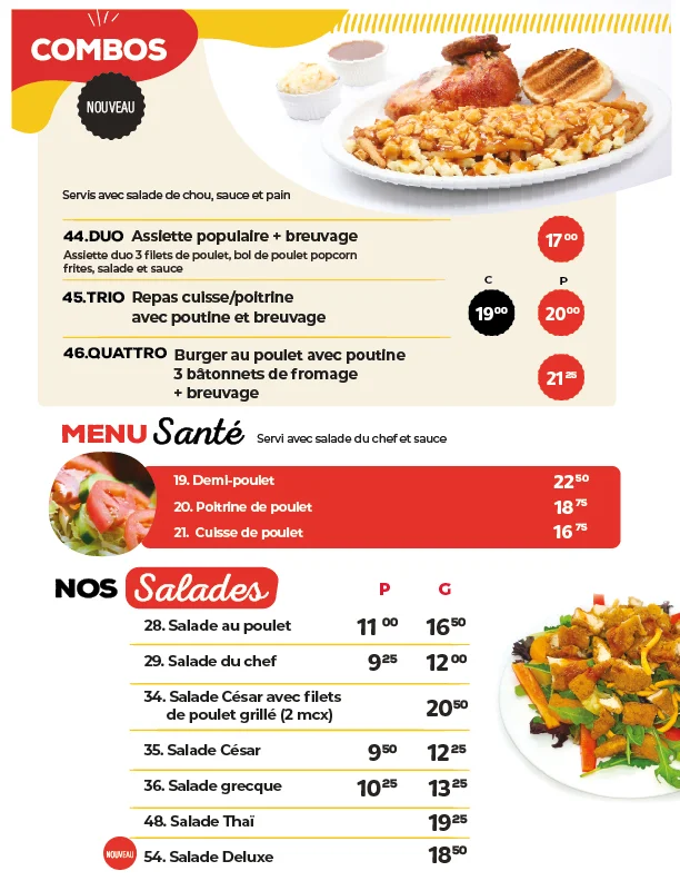 Menu, Rotisserie Coq-O-Bec
