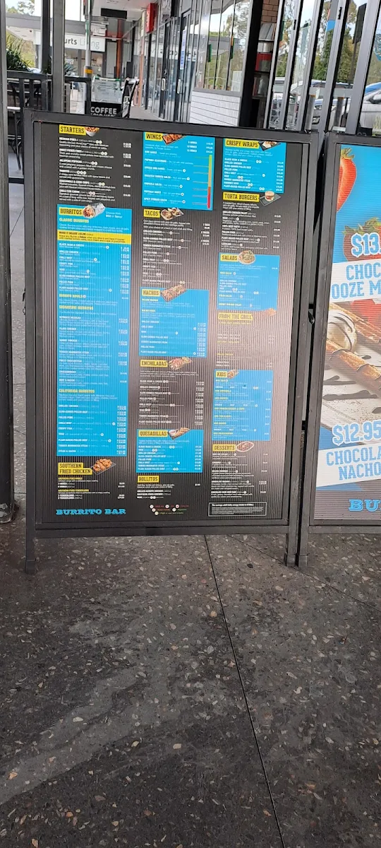 Menu, Burrito Bar Loganholme