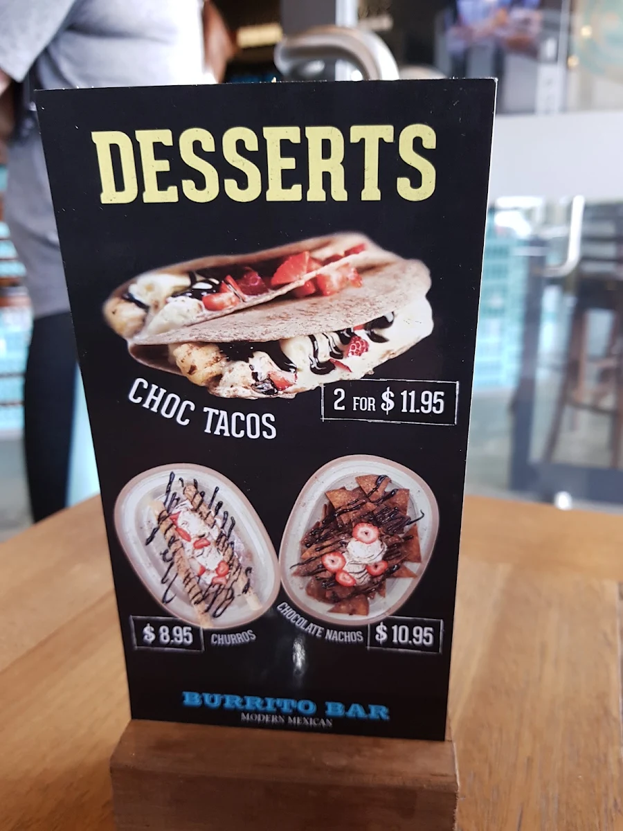 Menu, Burrito Bar Loganholme