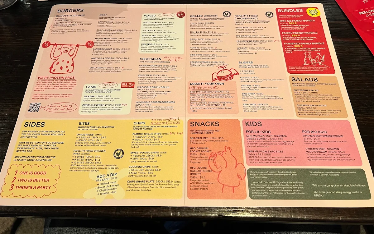 Menu, Grill'd Highpoint