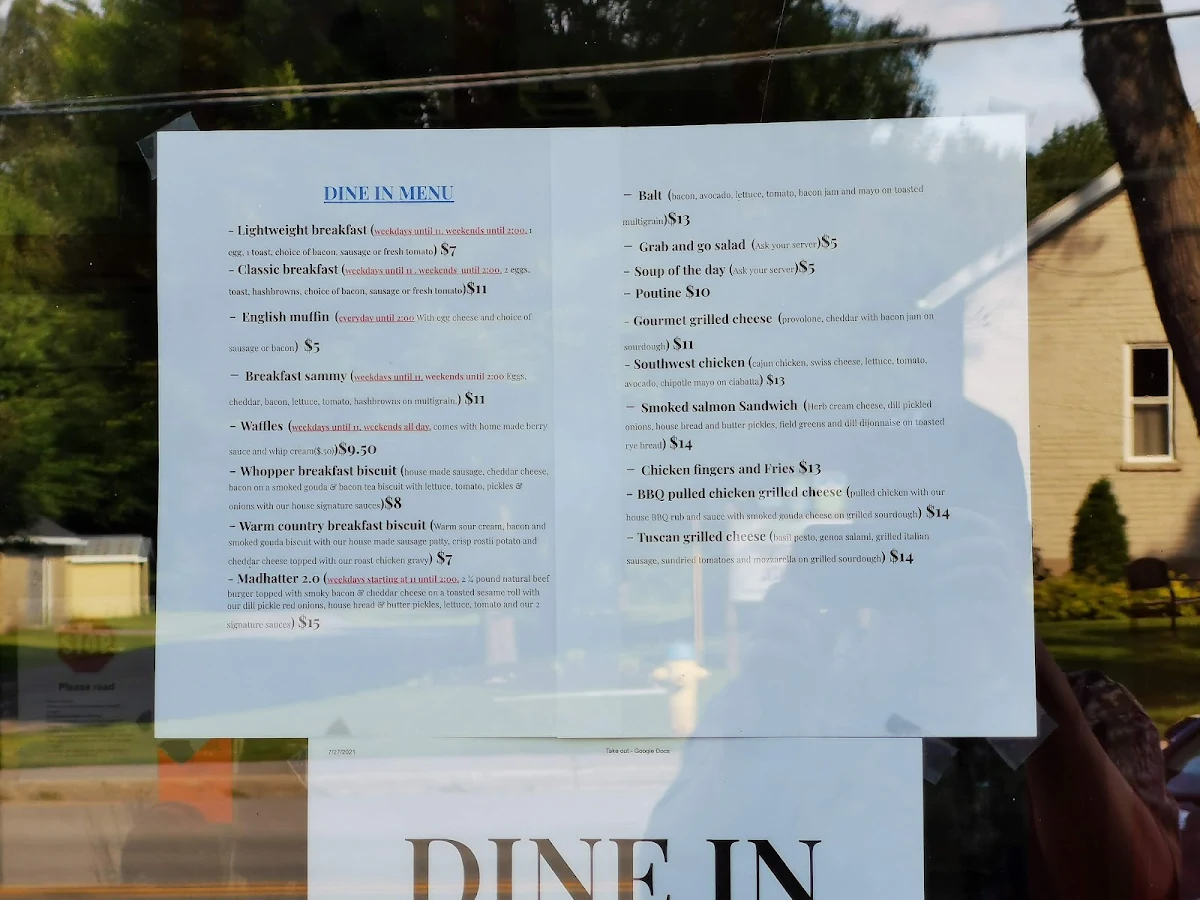 Menu, Alice's Village Cafe