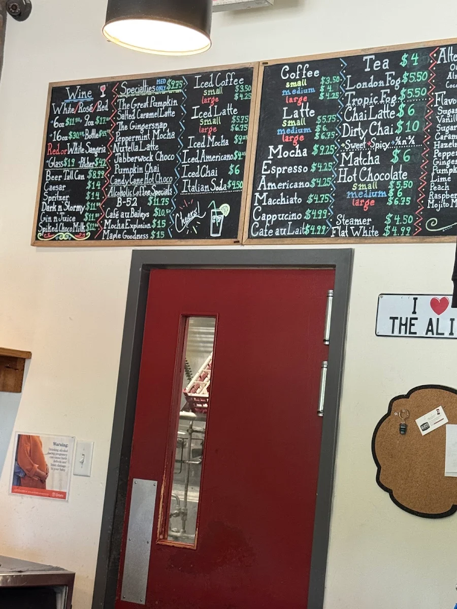 Menu, Alice's Village Cafe