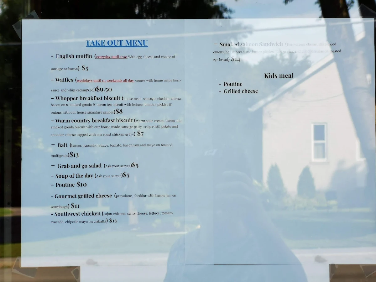 Menu, Alice's Village Cafe