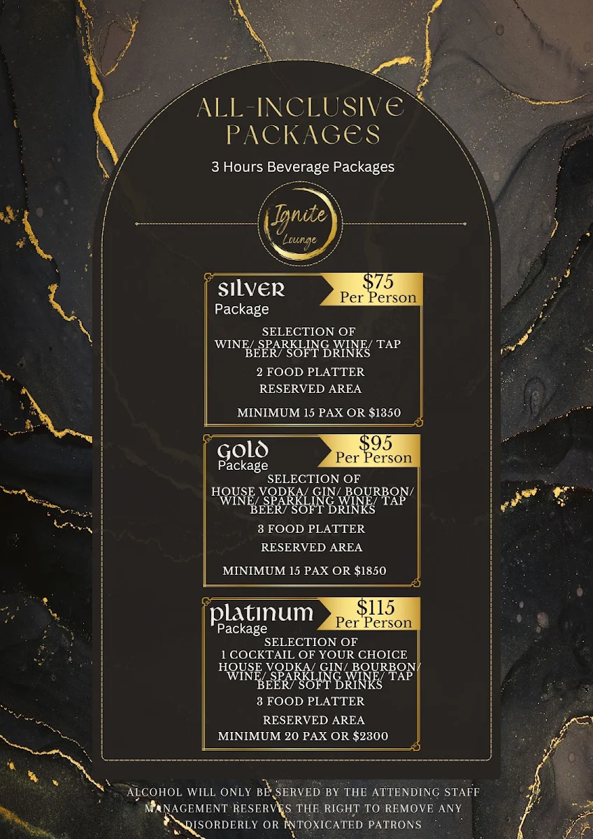 Menu, Ignite Lounge