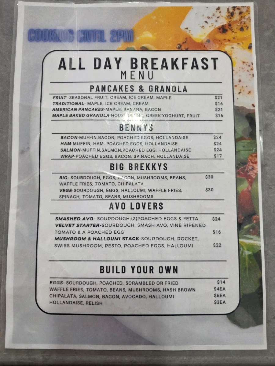 Menu, Velvet
