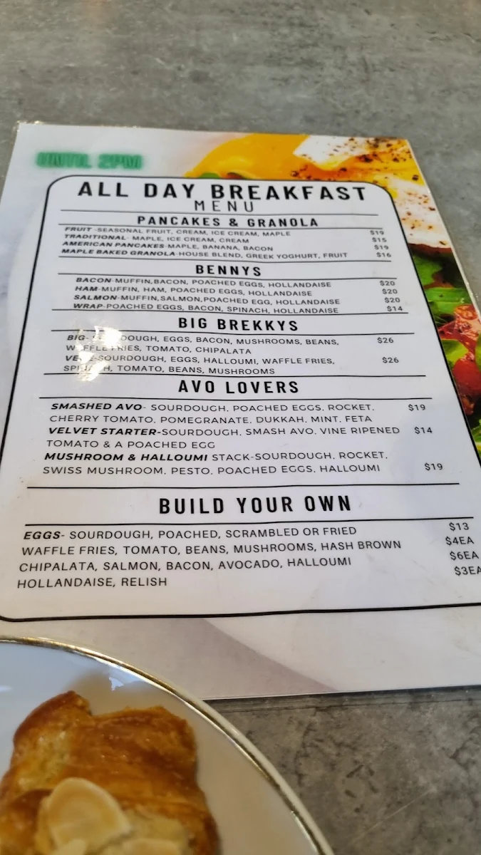 Menu, Velvet