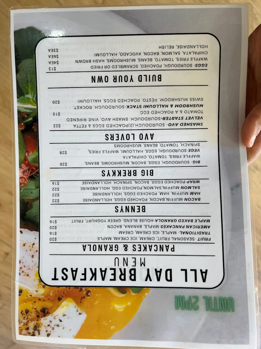 Menu, Velvet