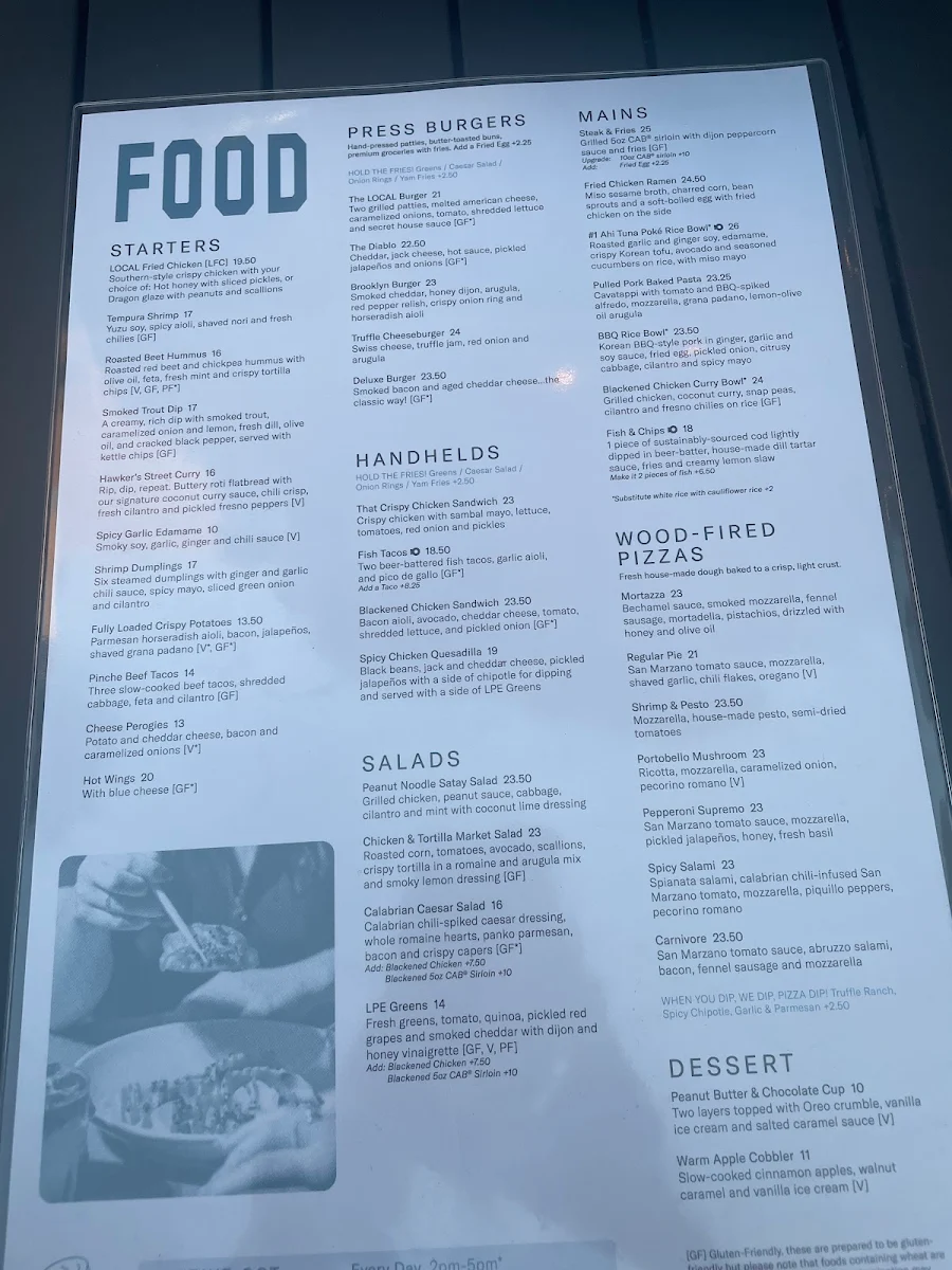 Menu, LOCAL Public Eatery Adelaide