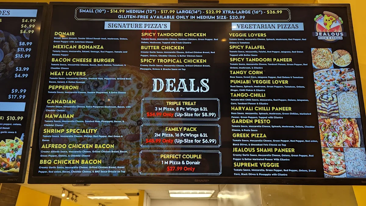 Menu, JEALOUS PIZZA N DONAIR VERNON