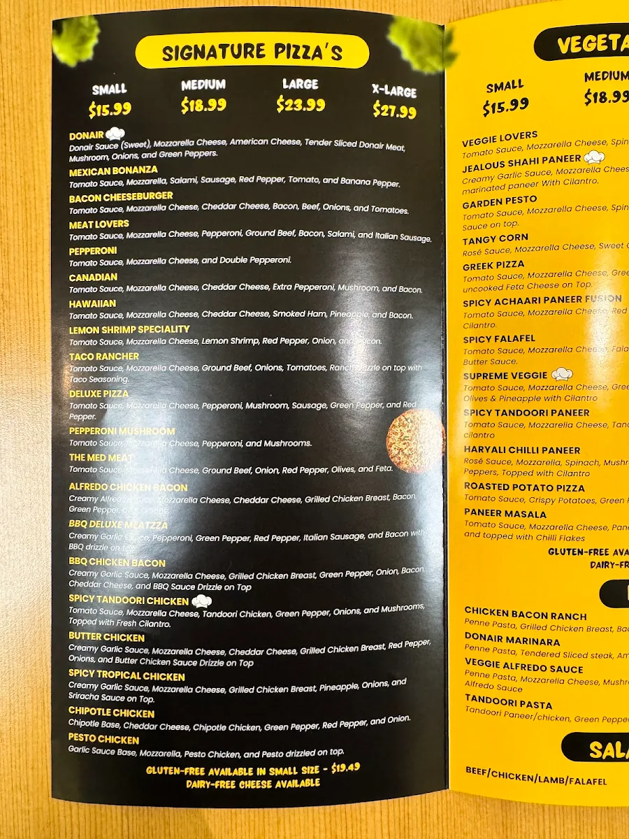 Menu, JEALOUS PIZZA N DONAIR VERNON
