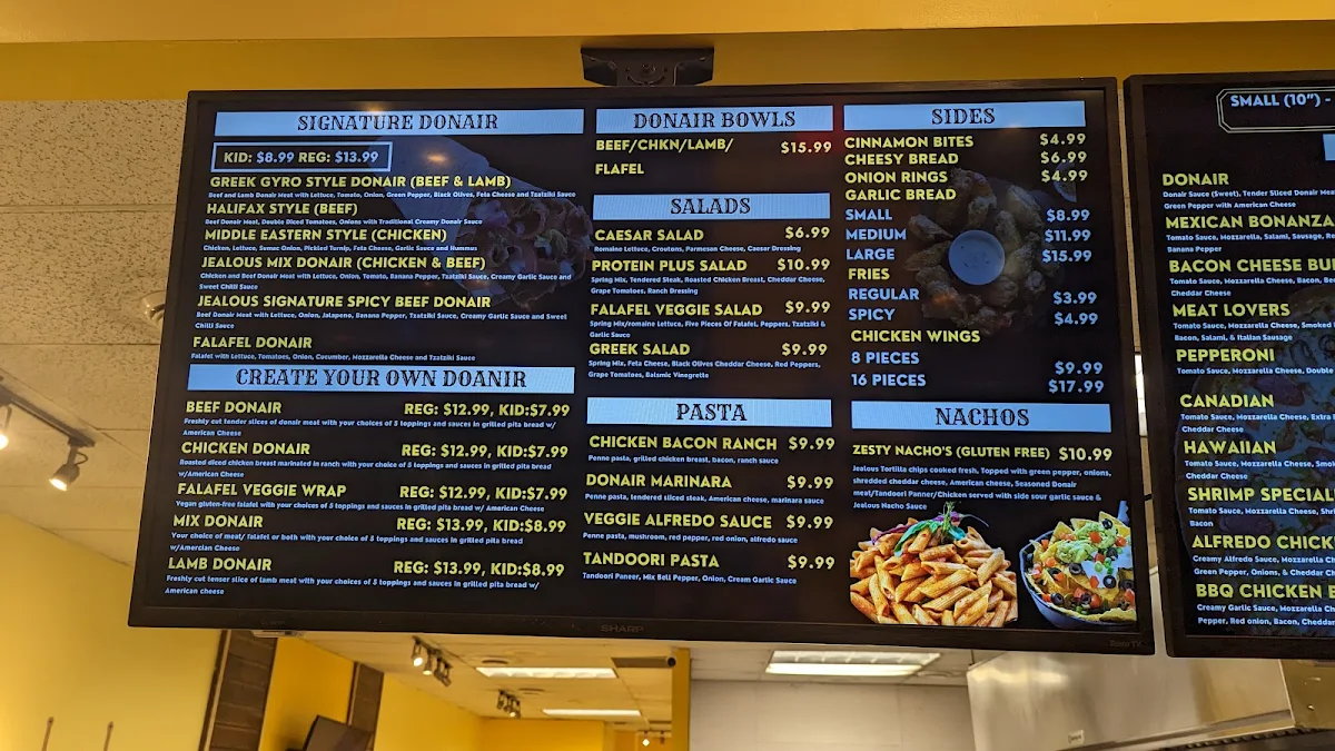 Menu, JEALOUS PIZZA N DONAIR VERNON