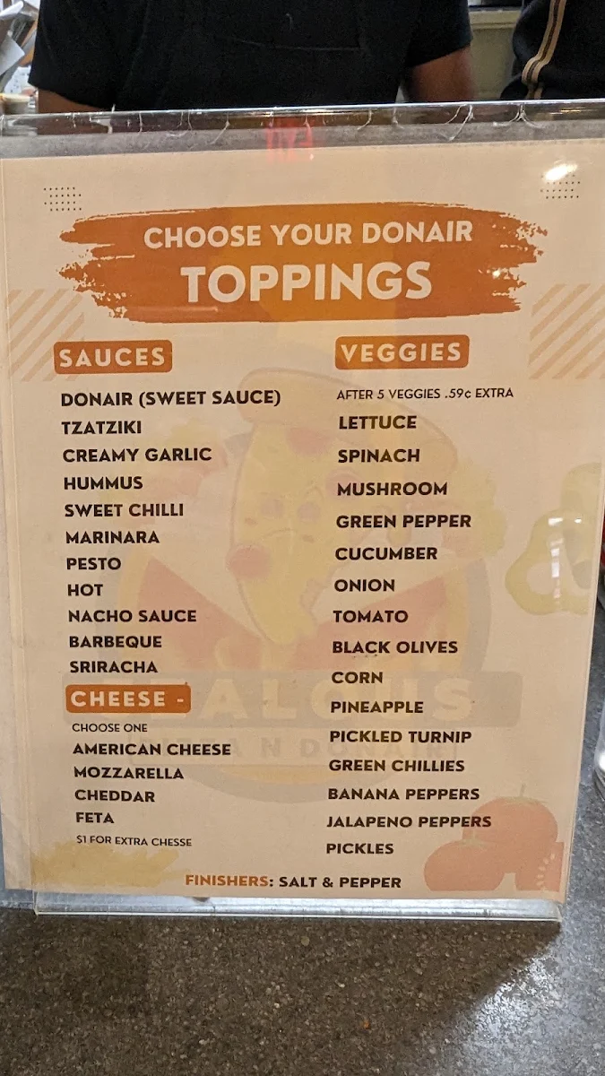 Menu, JEALOUS PIZZA N DONAIR VERNON