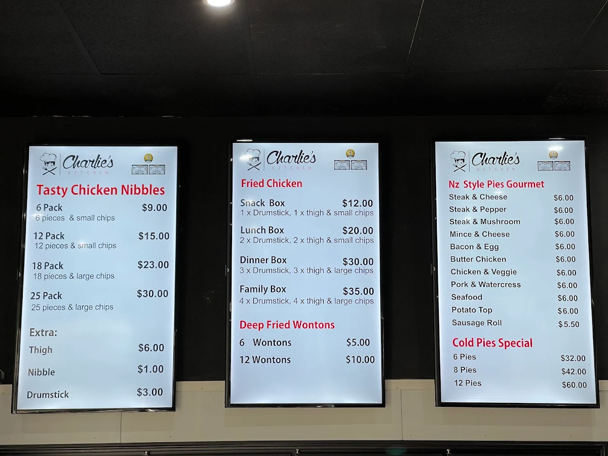 Menu, Charlie's Kitchen