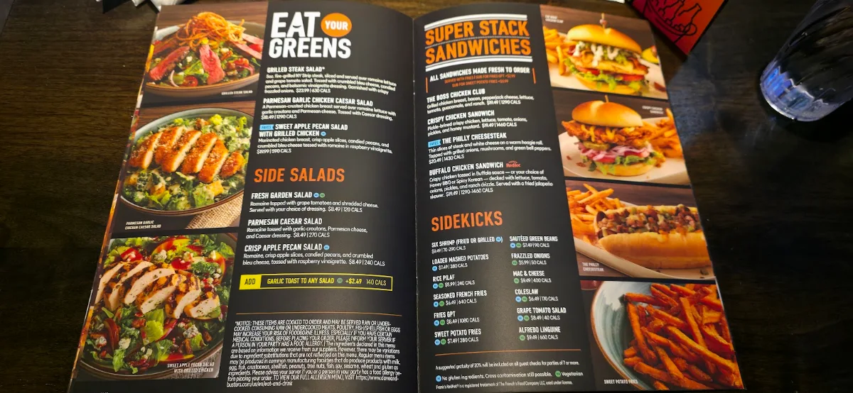 Menu, Dave & Buster's Oakville