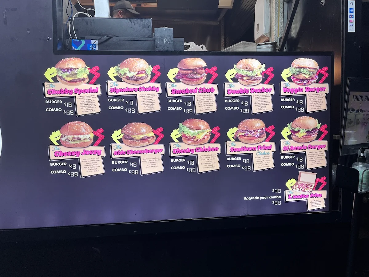 Menu, Chubby Buns Burgers Punchbowl