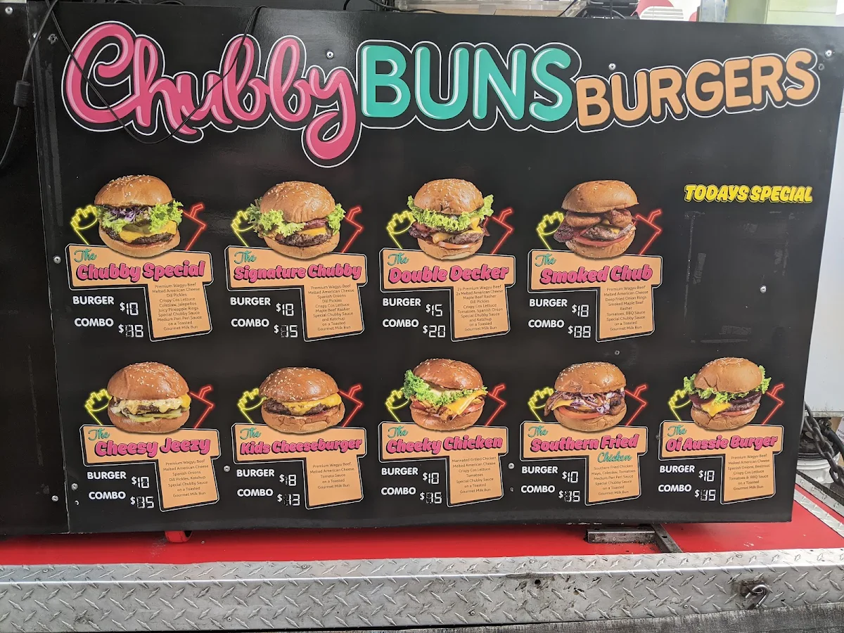 Menu, Chubby Buns Burgers Punchbowl