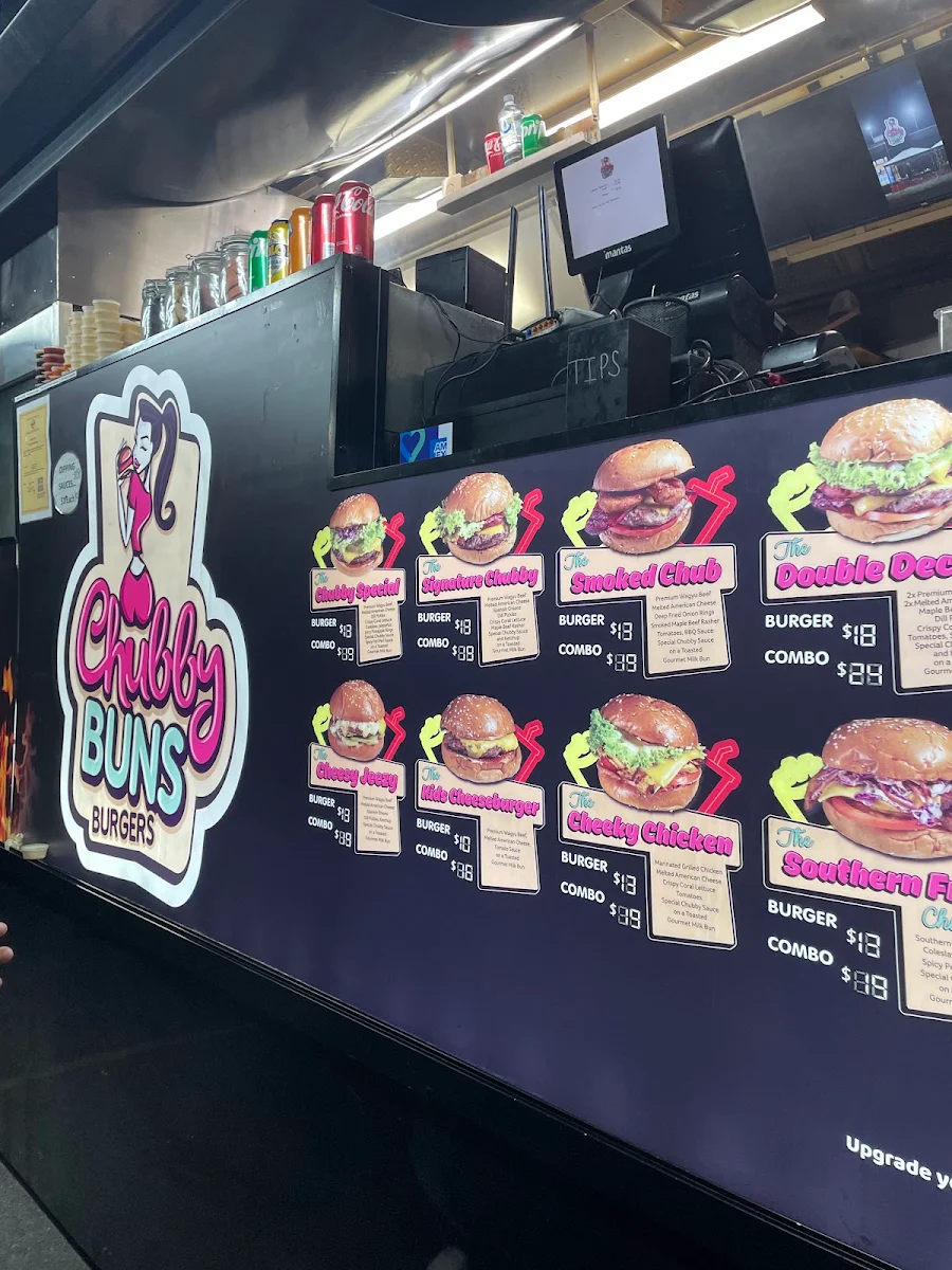 Menu, Chubby Buns Burgers Punchbowl