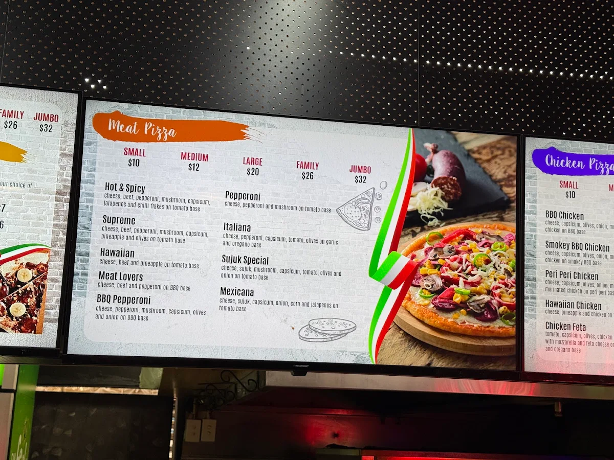Menu, Guildford Mina Pizzeria