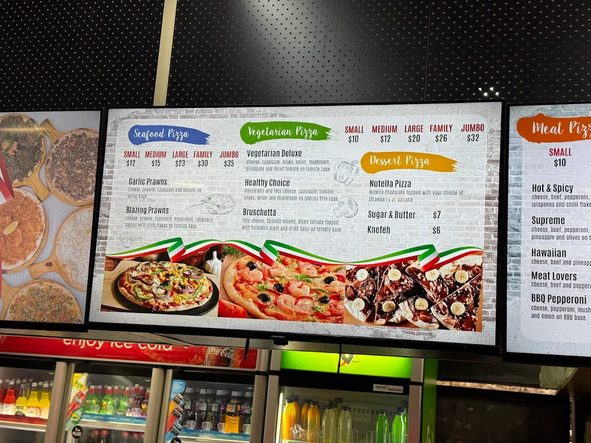 Menu, Guildford Mina Pizzeria
