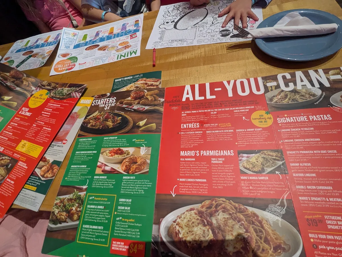 Menu, East Side Mario's